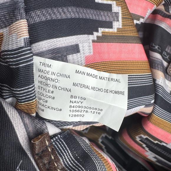 Big Buddha Swesley Blue and White Striped Tribal Tote Bag - Picture 9 of 13